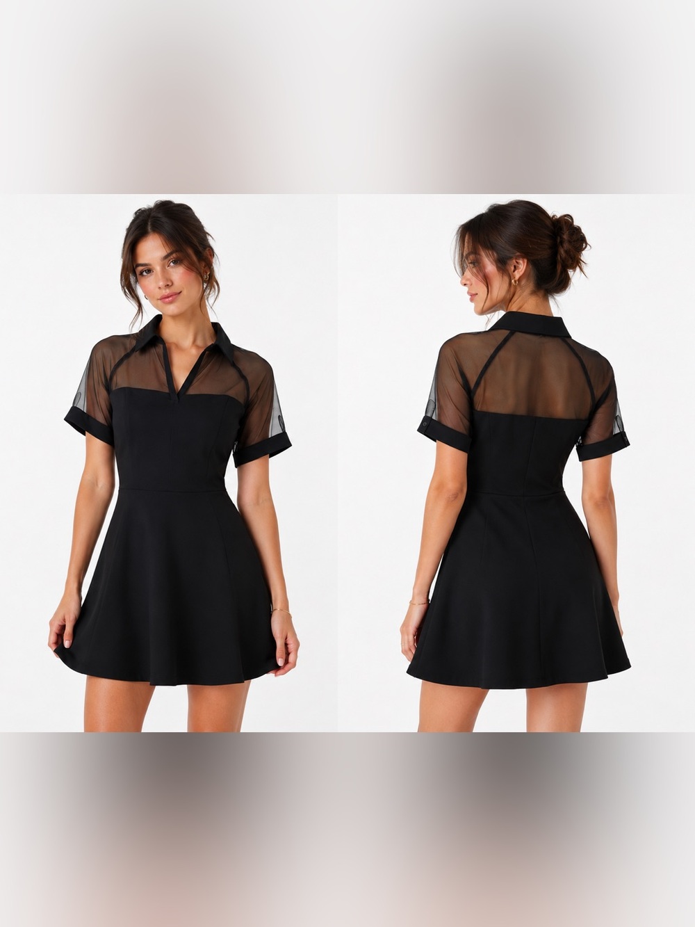 Rue21 Black Mini Dress with Sheer Sleeves
